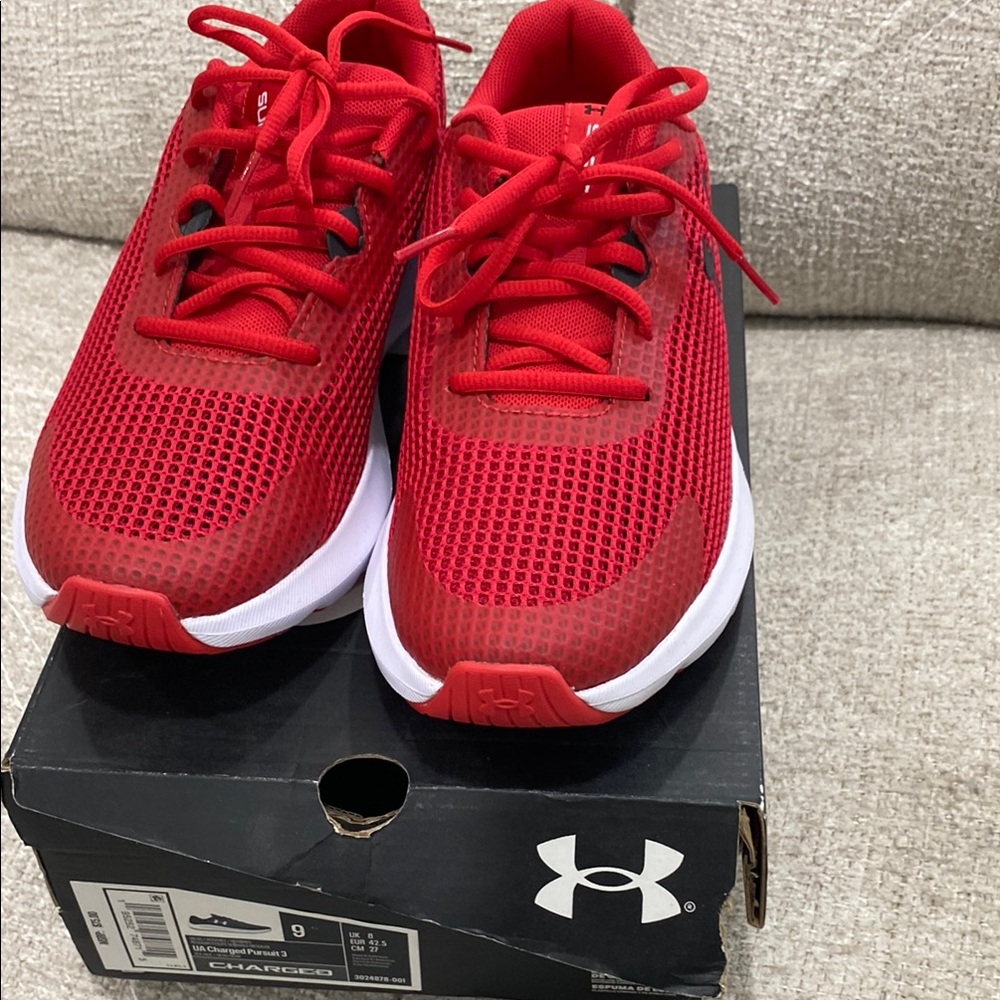 Under Armour Red Mesh Athletic Sneakers with White Midsole